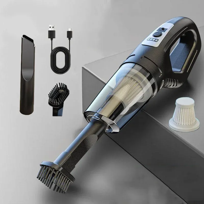 Aspirateur de voiture portable sans fil, rechargeable par USB, aspirateur à main puissant pour voiture, maison et bureau, nettoyage des poils d'animaux