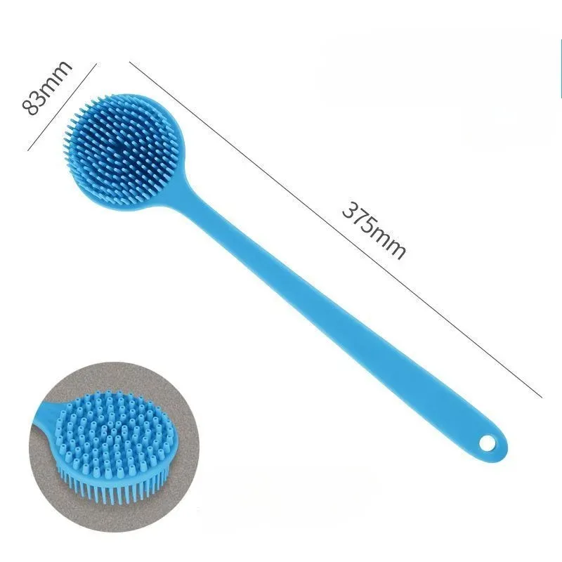 Brosse de douche en silicone pour le dos à long manche, nettoyage et massage en profondeur, poils souples double face 11