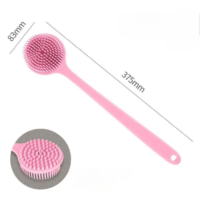 Brosse de douche en silicone pour le dos à long manche, nettoyage et massage en profondeur, poils souples double face 13