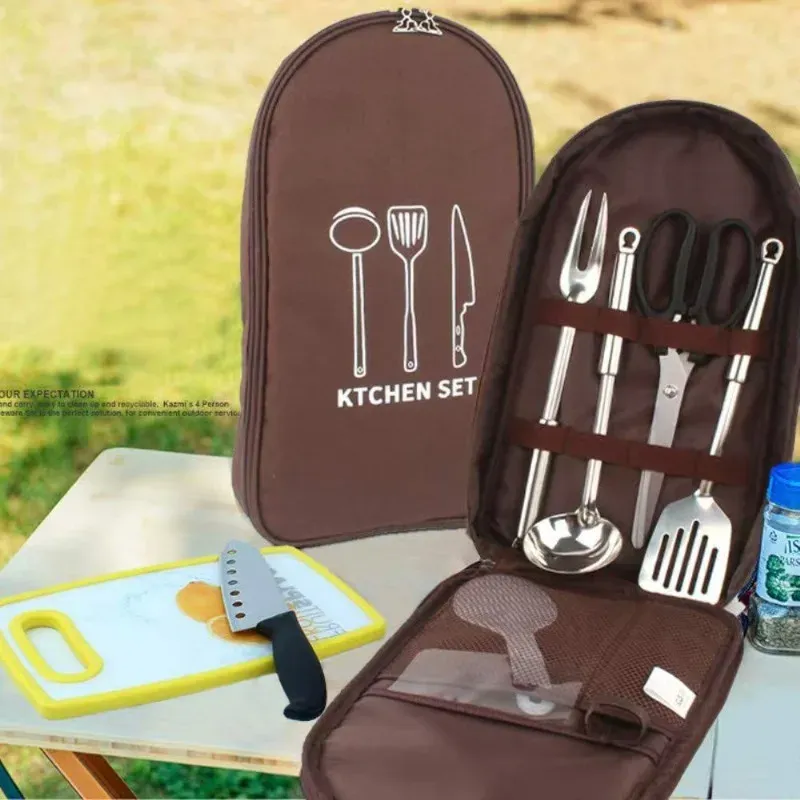 Sac de transport portable pour ustensiles de cuisine de camping et de barbecue 3