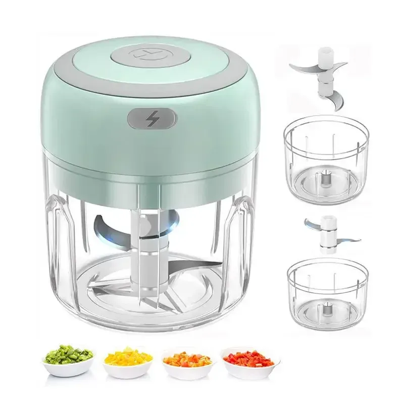 Hachoir à ail électrique multifonctionnel 100/250 mL, broyeur de légumes portable, mélangeur à oignon, robot à purée pour la cuisine