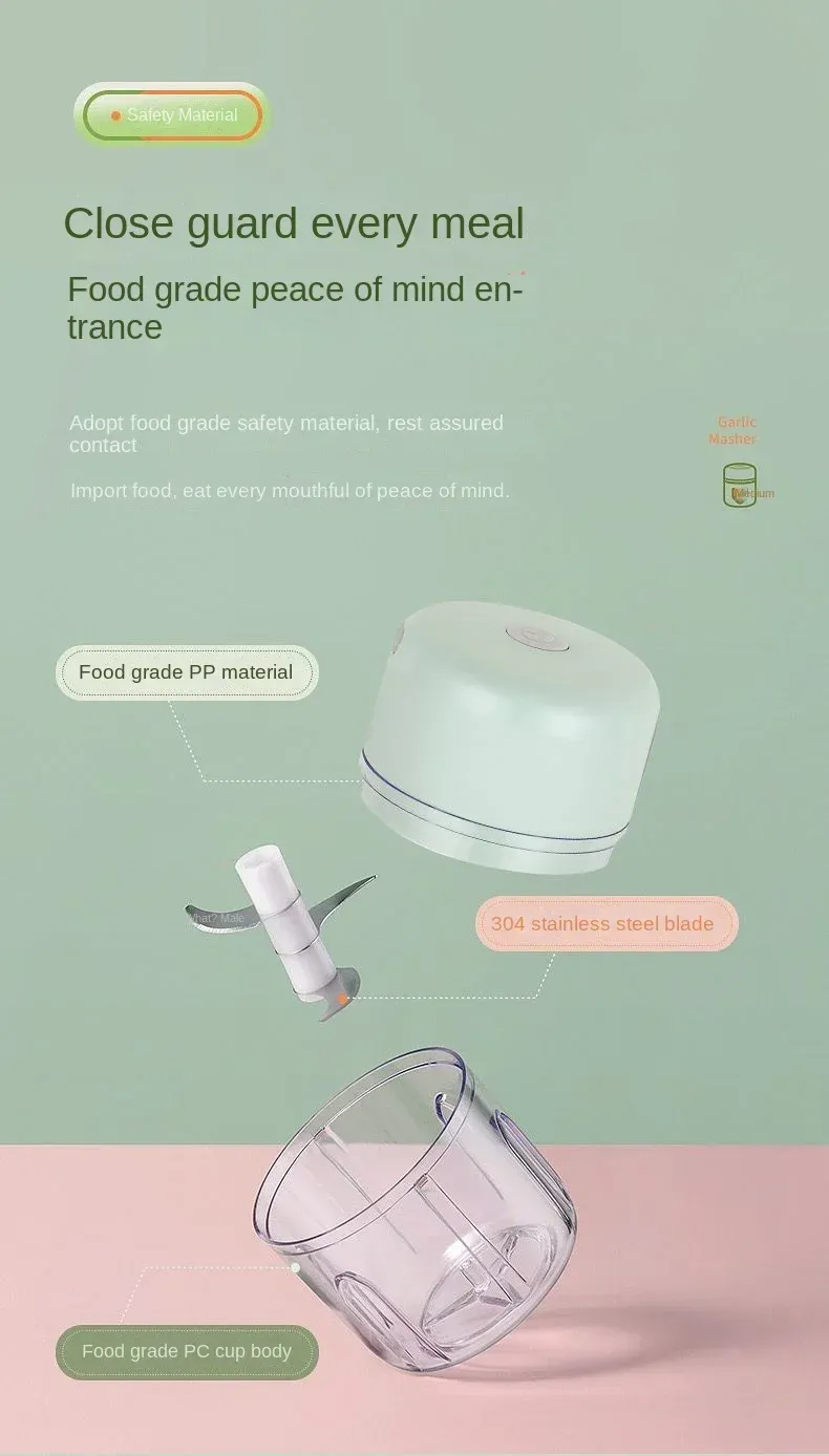Hachoir à ail électrique, finition raffinée