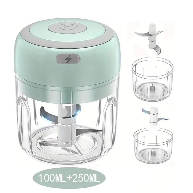 Hachoir à ail électrique multifonctionnel 100/250 mL, broyeur de légumes portable, mélangeur à oignon, robot à purée pour la cuisine 9