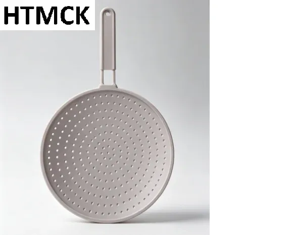 HTMCK Écran anti-projections en silicone résistant à la chaleur pour cuisine, avec poignée, couvercle de poêle et d'égouttage - Image 1