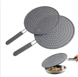 HTMCK Écran anti-projections en silicone résistant à la chaleur pour cuisine, avec poignée, couvercle de poêle et d'égouttage 4