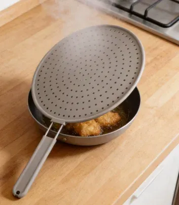 HTMCK Écran anti-projections en silicone résistant à la chaleur pour cuisine, avec poignée, couvercle de poêle et d'égouttage 6