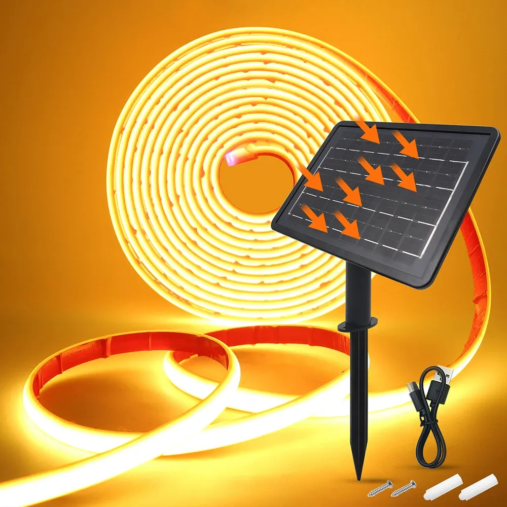 Bande lumineuse néon solaire COB 24 V, étanche IP68, 320 diodes/m, éclairage linéaire flexible haute densité 11