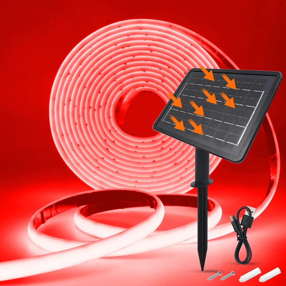 Bande lumineuse néon solaire COB 24 V, étanche IP68, 320 diodes/m, éclairage linéaire flexible haute densité 8