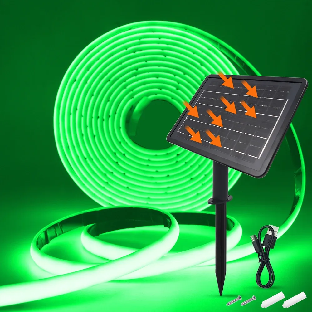 Bande lumineuse néon solaire COB 24 V, étanche IP68, 320 diodes/m, éclairage linéaire flexible haute densité 7