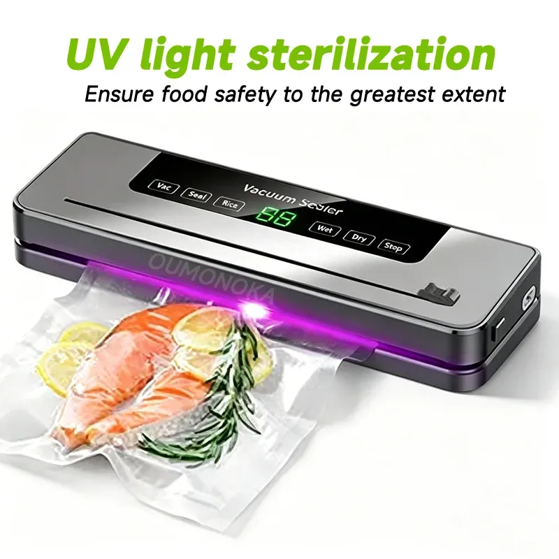 Machine d'emballage sous vide électrique pour aliments, à commande tactile, compatible sacs secs et humides, avec coupe-sac intégré, scelleuse sous vide pour cuisine 4