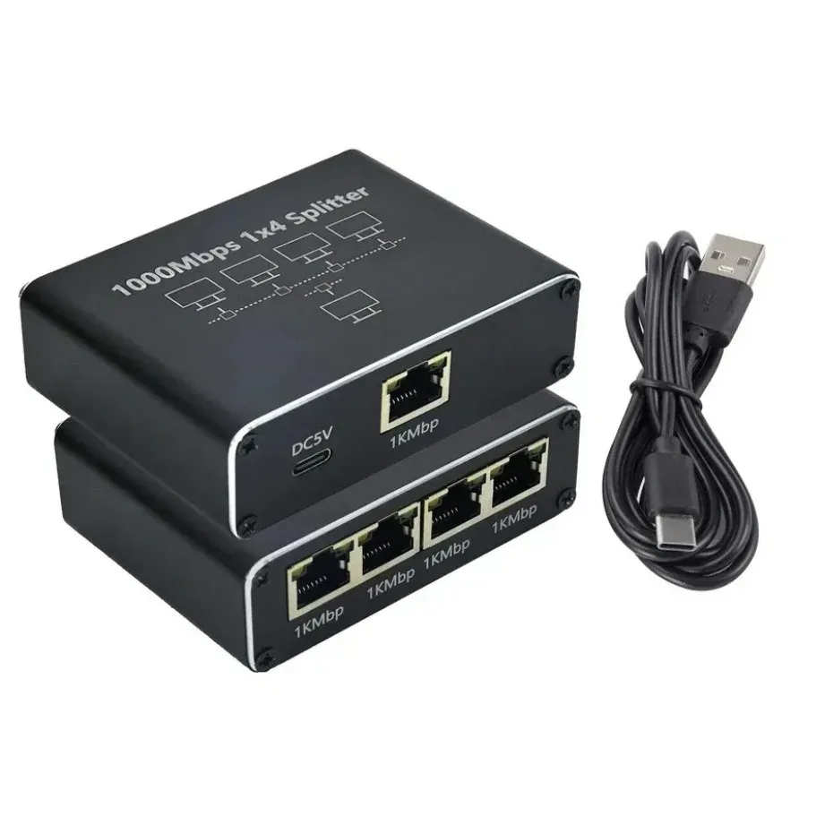 Répartiteur RJ45 1000 Mbps, adaptateur Ethernet 1 vers 4, séparateur réseau, rallonge de câble, connecteur LAN Gigabit pour ordinateur portable, routeur TV 6