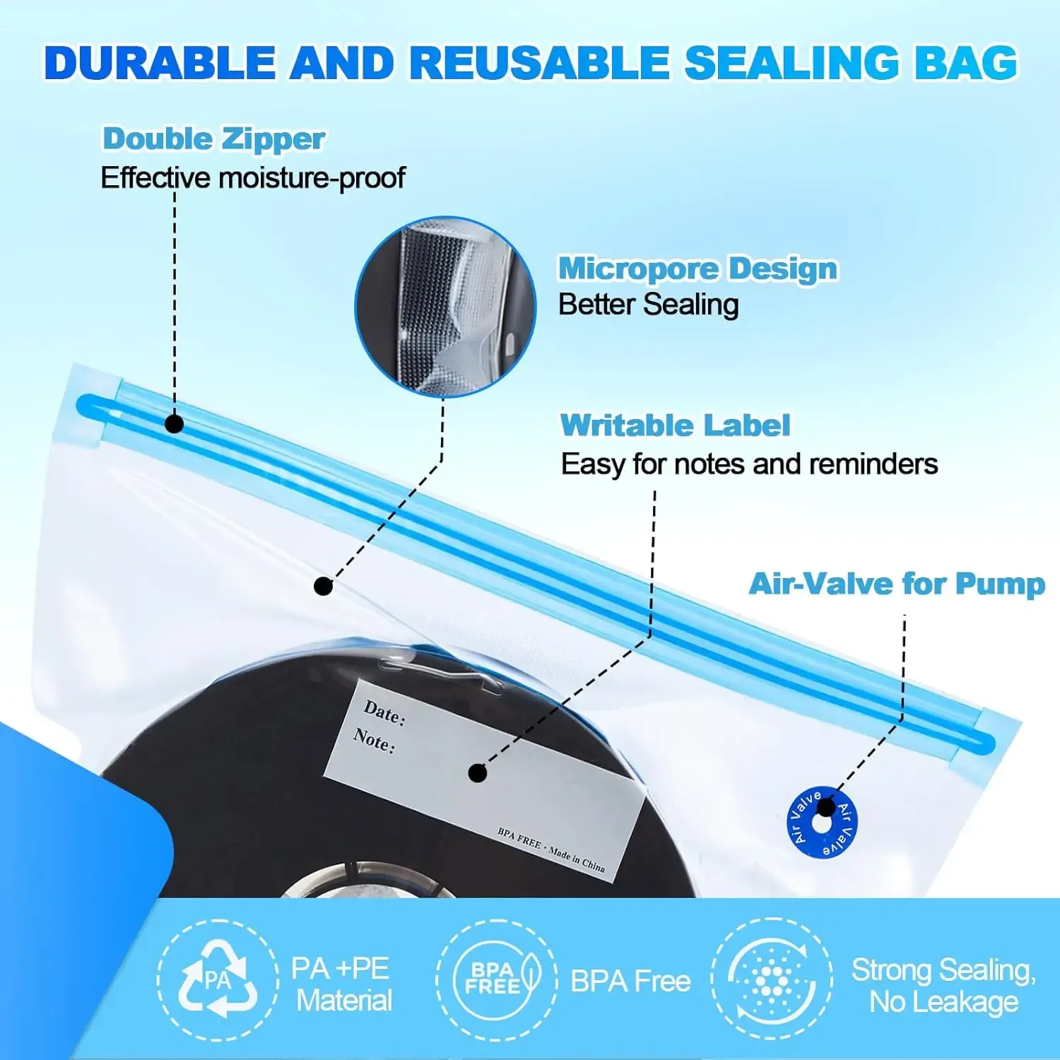 Kit de sacs de stockage sous vide pour filament d'impression 3D avec pompe, dessiccants et pinces, protection anti-humidité pour filaments PLA, ABS et PETG 4