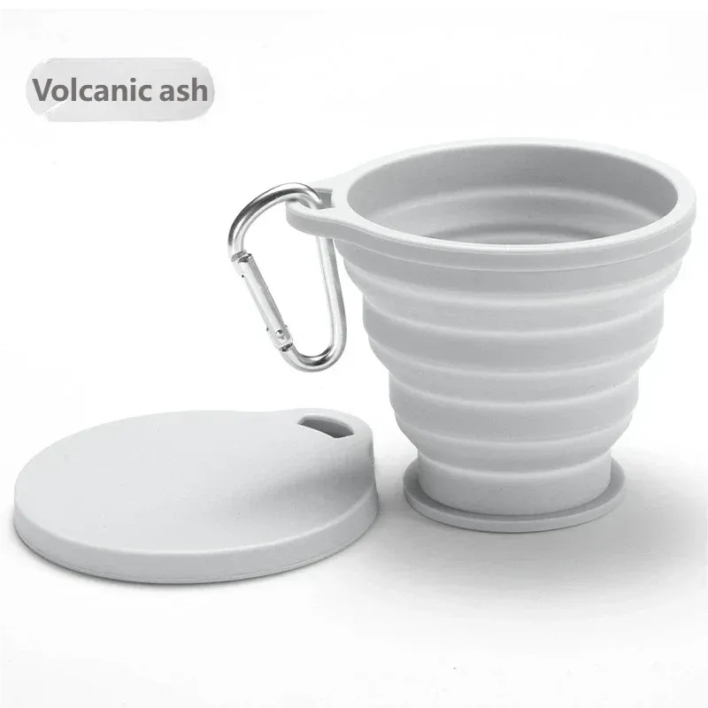Tasse pliante portable en silicone avec anneau de suspension, gobelet d'extérieur pliable pour le camping, la randonnée et le voyage 5