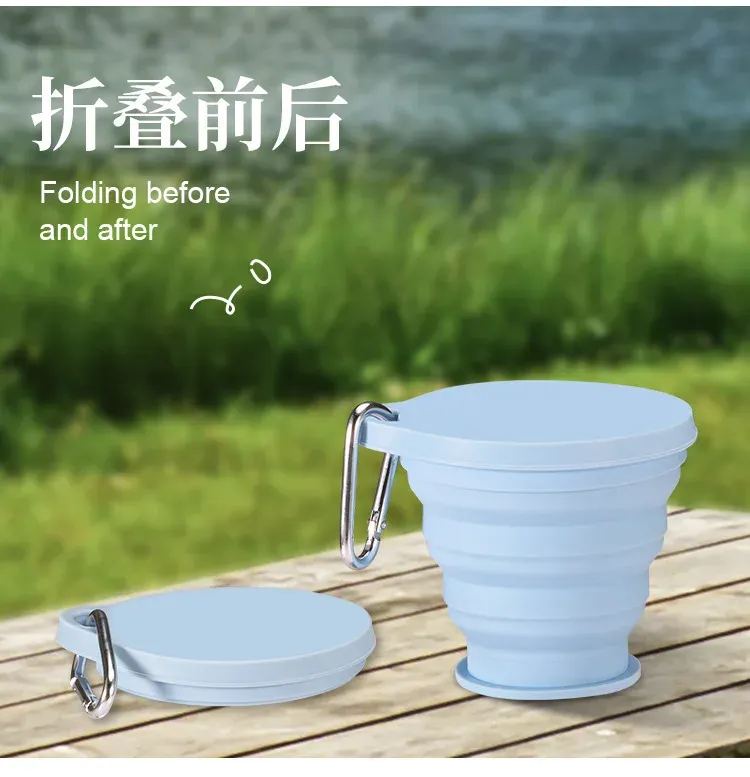Tasse en silicone utilisée en extérieur