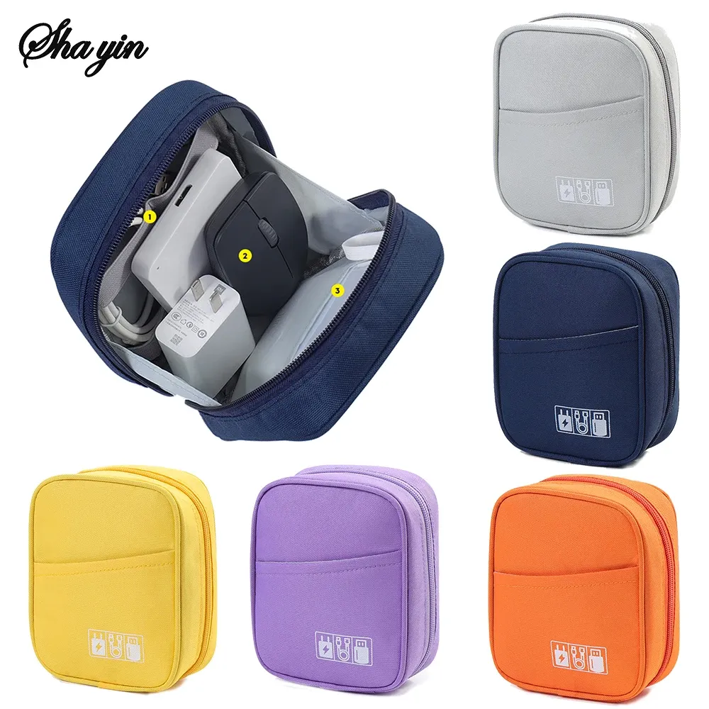 Sac de rangement portable étanche pour câbles, pochette de voyage pour accessoires numériques, idéale pour batteries externes USB et écouteurs, avec fermeture éclair - Image 1