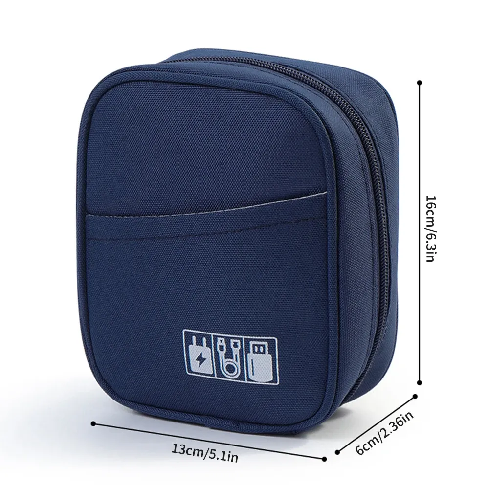 Sac de rangement portable étanche pour câbles, pochette de voyage pour accessoires numériques, idéale pour batteries externes USB et écouteurs, avec fermeture éclair 8
