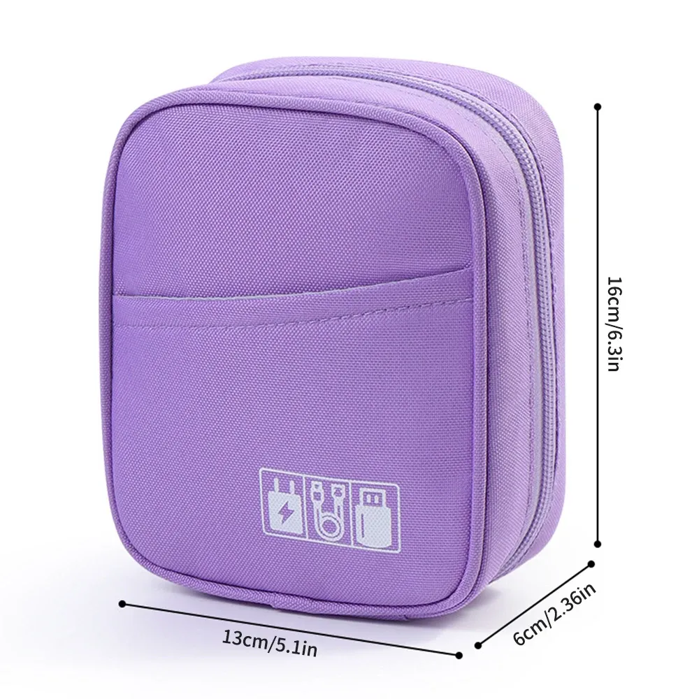 Sac de rangement portable étanche pour câbles, pochette de voyage pour accessoires numériques, idéale pour batteries externes USB et écouteurs, avec fermeture éclair 7
