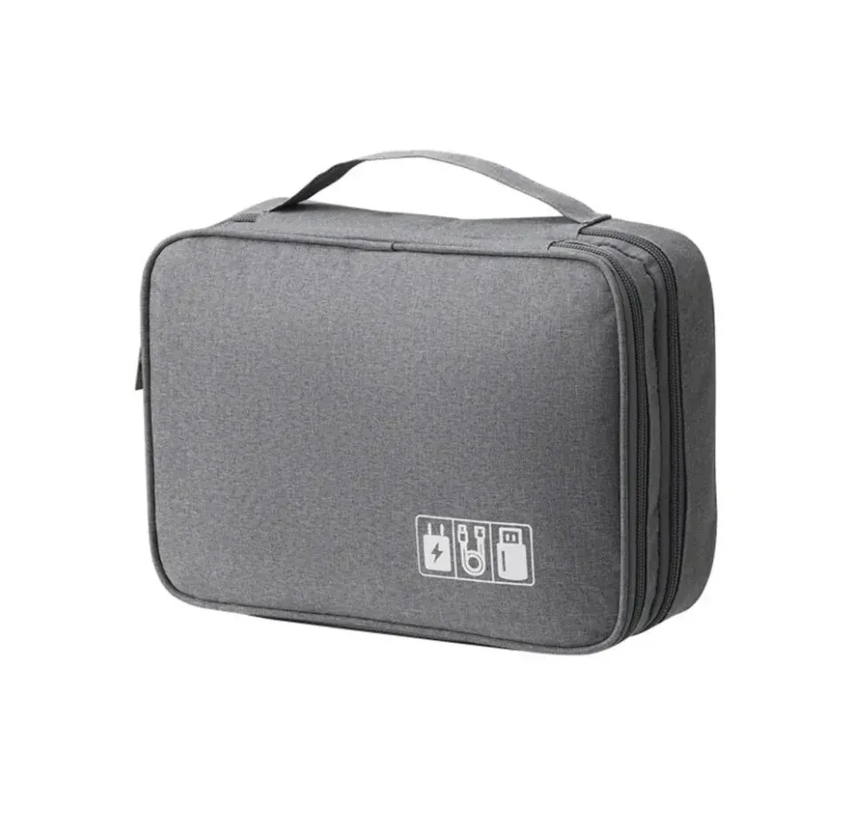 Sac de rangement portable étanche pour câbles, pochette de voyage pour accessoires numériques, idéale pour batteries externes USB et écouteurs, avec fermeture éclair 12