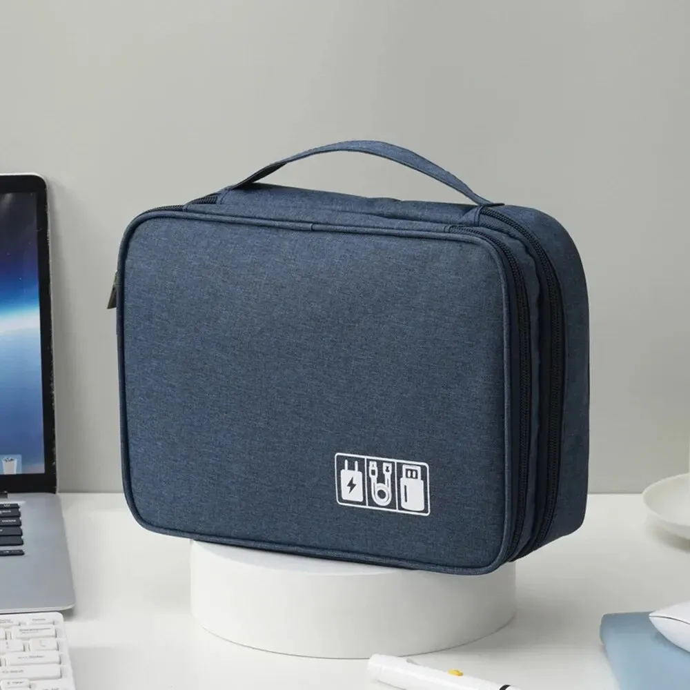 Sac de rangement portable étanche pour câbles, pochette de voyage pour accessoires numériques, idéale pour batteries externes USB et écouteurs, avec fermeture éclair 11