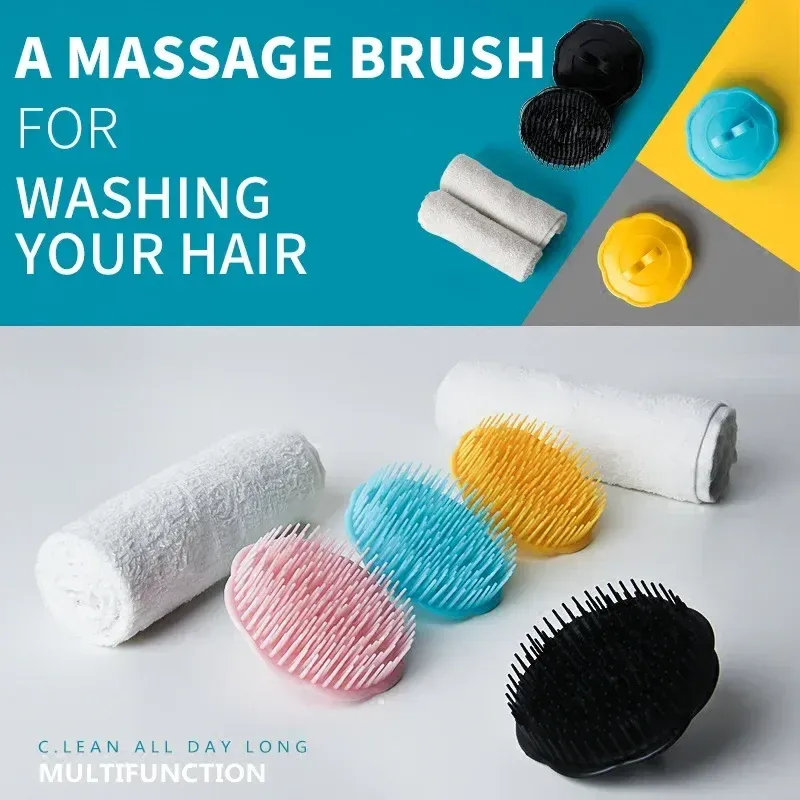 Peigne noir pour cheveux, masseur de cuir chevelu, peigne rond pour femmes et hommes, brosse de douche, lavage du cuir chevelu, outil de nettoyage des cheveux, 1 pièce 3