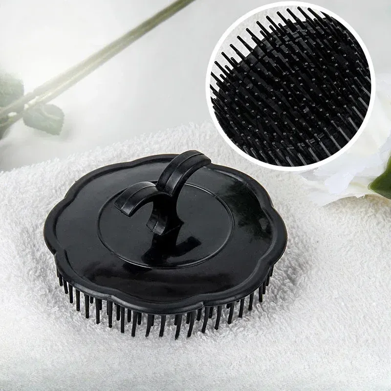 Peigne noir pour cheveux, masseur de cuir chevelu, peigne rond pour femmes et hommes, brosse de douche, lavage du cuir chevelu, outil de nettoyage des cheveux, 1 pièce 2