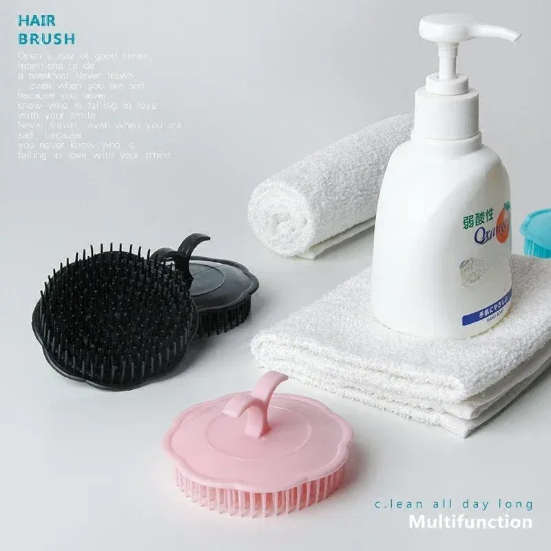 Peigne noir pour cheveux, masseur de cuir chevelu, peigne rond pour femmes et hommes, brosse de douche, lavage du cuir chevelu, outil de nettoyage des cheveux, 1 pièce 4