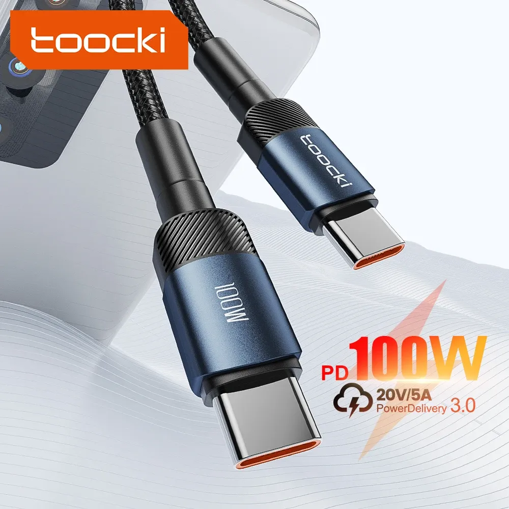 Câble USB-C vers USB-C Toocki 100 W à charge rapide PD 3.0 et transfert de données, compatible MacBook, Huawei, Xiaomi, POCO et Samsung 2