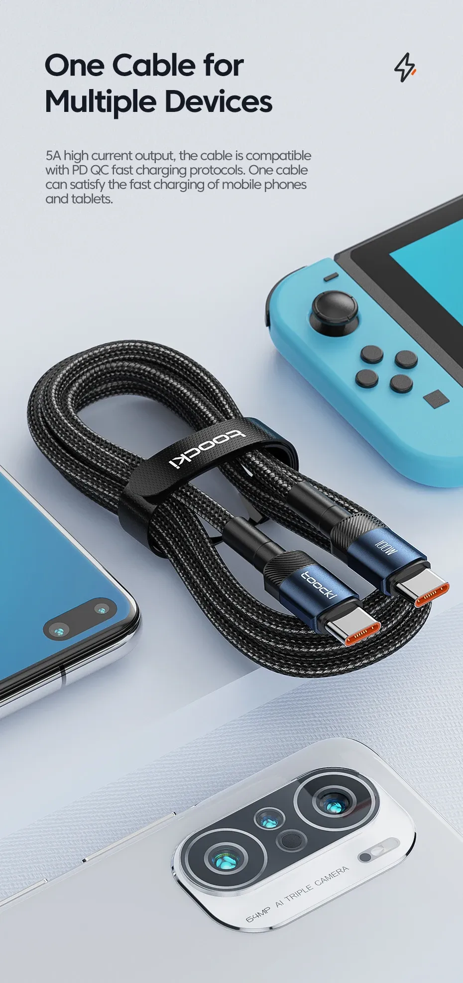 Câble USB-C compatible avec différents appareils