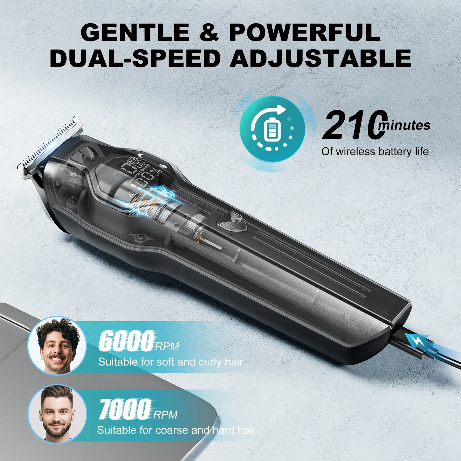 Tondeuse à cheveux électrique Kensen S30 pour hommes, tondeuse à barbe et nez sans fil rechargeable, kit de toilettage 4 en 1 4