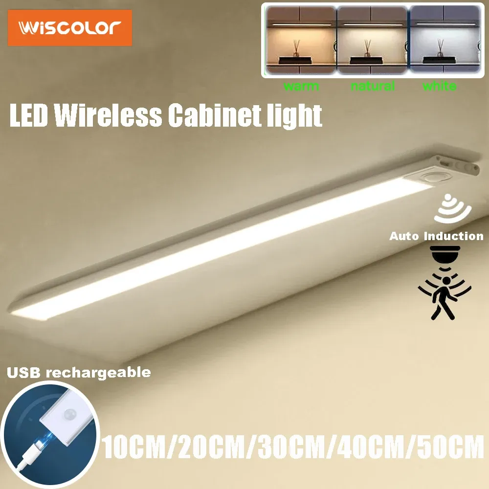 Veilleuse LED sans fil à détection de mouvement, rechargeable par USB, pour sous-meuble, chambre, cuisine et placard 1