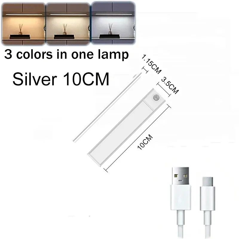 Veilleuse LED sans fil à détection de mouvement, rechargeable par USB, pour sous-meuble, chambre, cuisine et placard 7