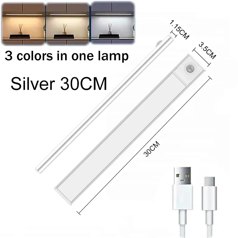 Veilleuse LED sans fil à détection de mouvement, rechargeable par USB, pour sous-meuble, chambre, cuisine et placard 9