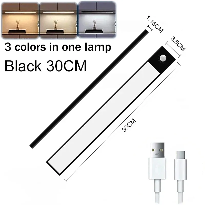 Veilleuse LED sans fil à détection de mouvement, rechargeable par USB, pour sous-meuble, chambre, cuisine et placard 14