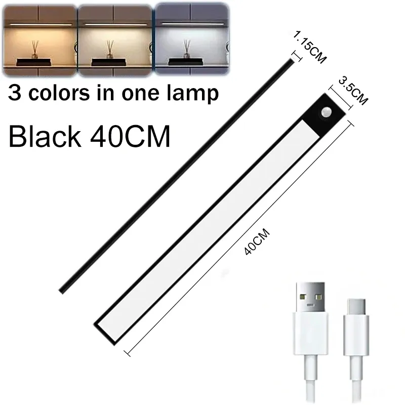 Veilleuse LED sans fil à détection de mouvement, rechargeable par USB, pour sous-meuble, chambre, cuisine et placard 11