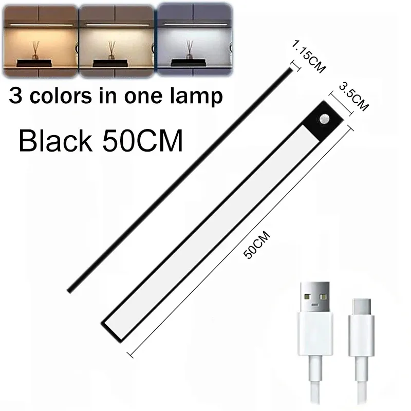 Veilleuse LED sans fil à détection de mouvement, rechargeable par USB, pour sous-meuble, chambre, cuisine et placard 10