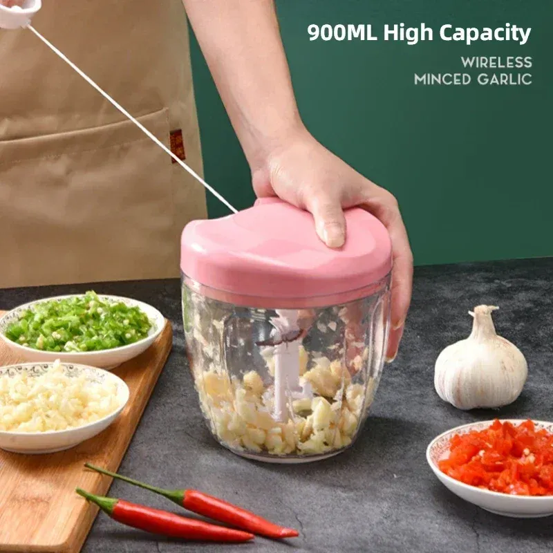 Broyeur à légumes manuel 500/900 ml – Coupe-oignon, hachoir à viande et presse à ail 2
