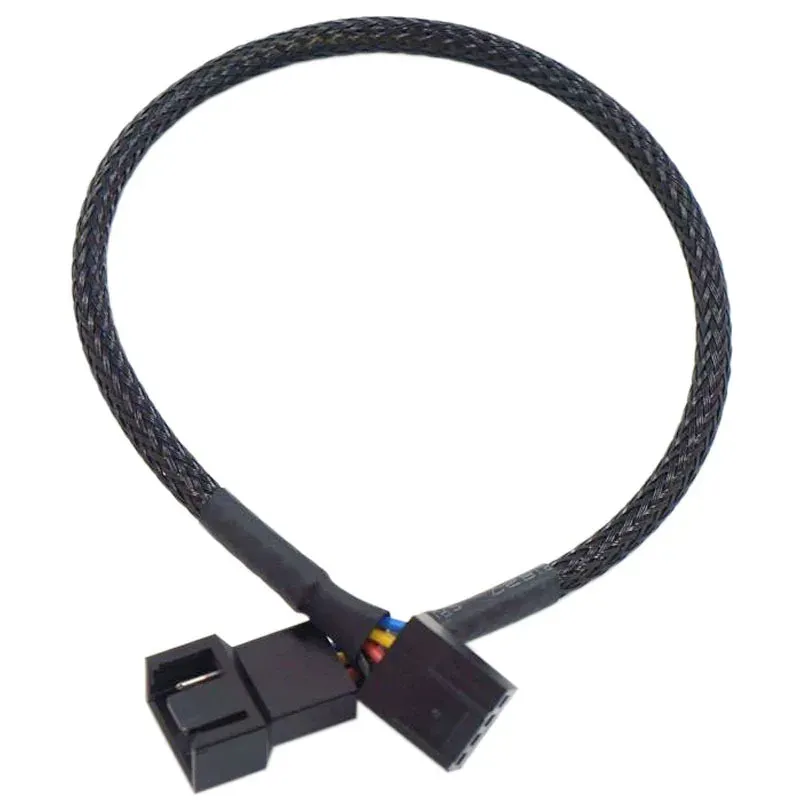 Câble Répartiteur de Ventilateur PWM Cylarix pour PC, 4 Broches, 1 vers 4 Voies, Adaptateur d'Extension d'Alimentation pour Ventilateur, Câble Tressé Noir avec Gaine, 27 cm / 10,5 pouces 7