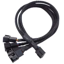 Câble Répartiteur de Ventilateur PWM Cylarix pour PC, 4 Broches, 1 vers 4 Voies, Adaptateur d'Extension d'Alimentation pour Ventilateur, Câble Tressé Noir avec Gaine, 27 cm / 10,5 pouces 10