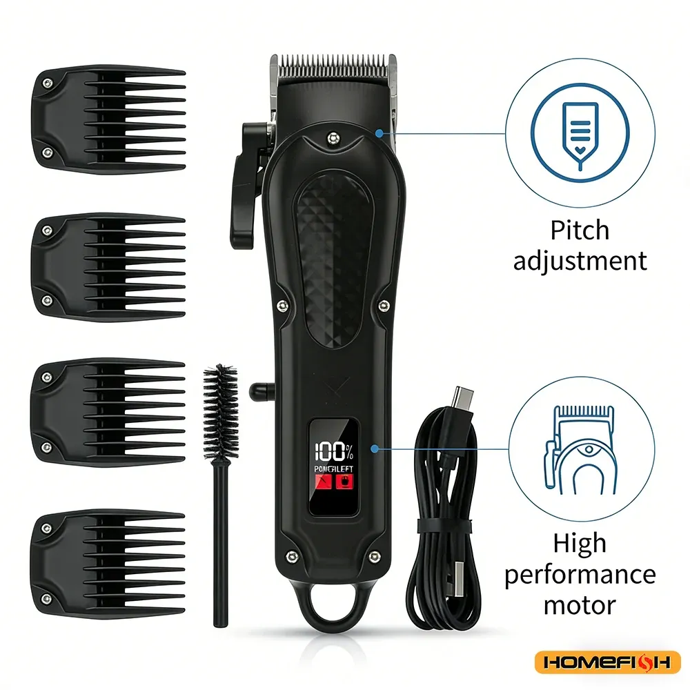 Tondeuse professionnelle rechargeable USB pour cheveux et barbe, sans fil 4