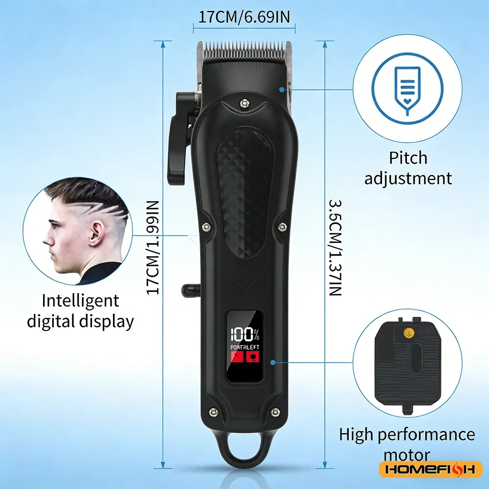 Tondeuse professionnelle rechargeable USB pour cheveux et barbe, sans fil 5