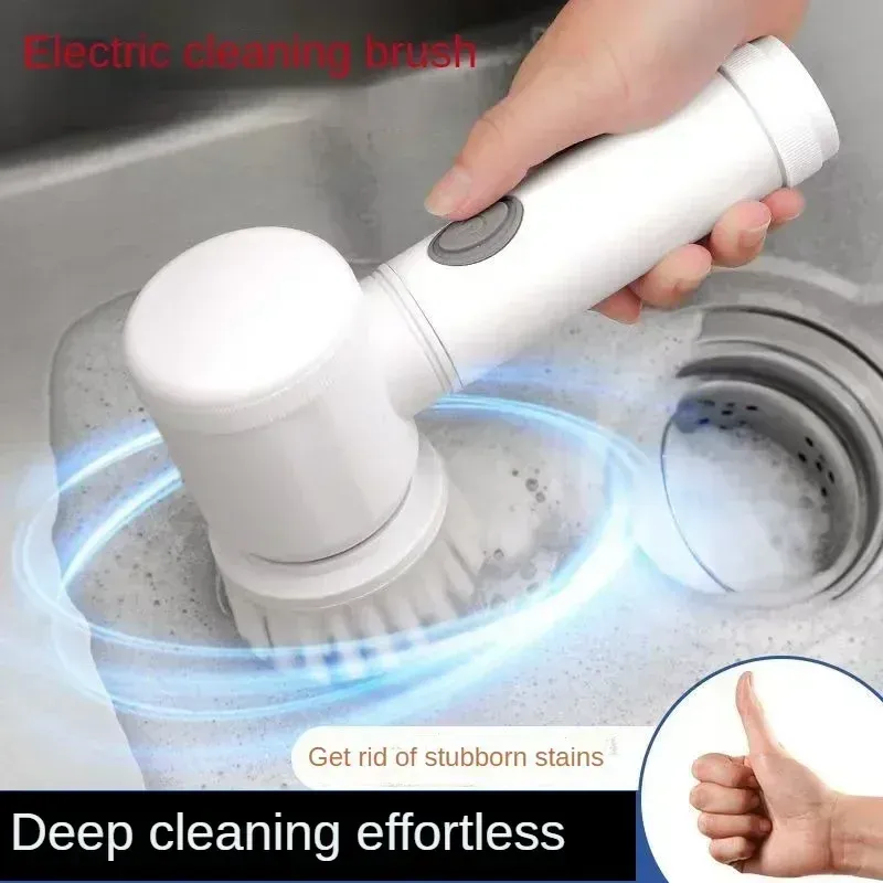 Nettoyeur électrique sans fil avec 5 têtes de brosse interchangeables, brosse de nettoyage électrique et accessoires 2