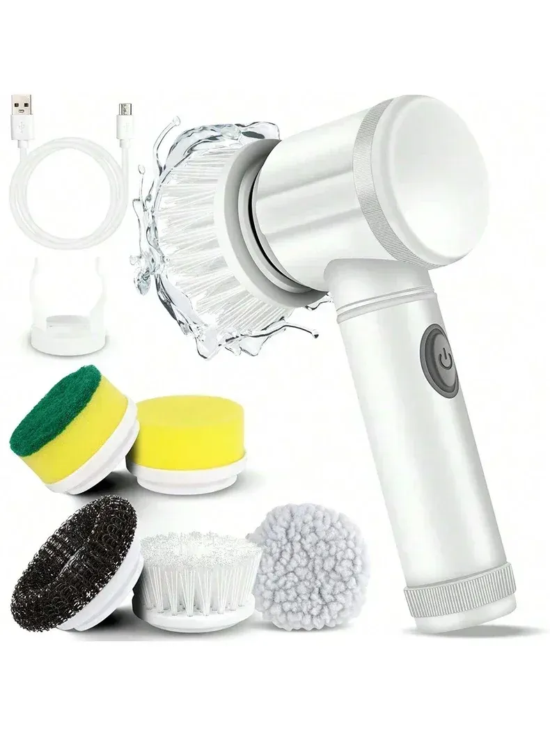 Nettoyeur électrique sans fil avec 5 têtes de brosse interchangeables, brosse de nettoyage électrique et accessoires 7