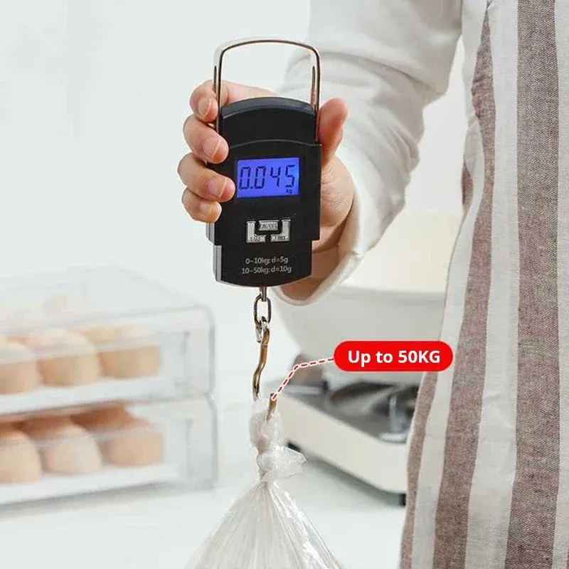 Balance à bagages électronique portable noire 50 kg avec écran LCD numérique 4