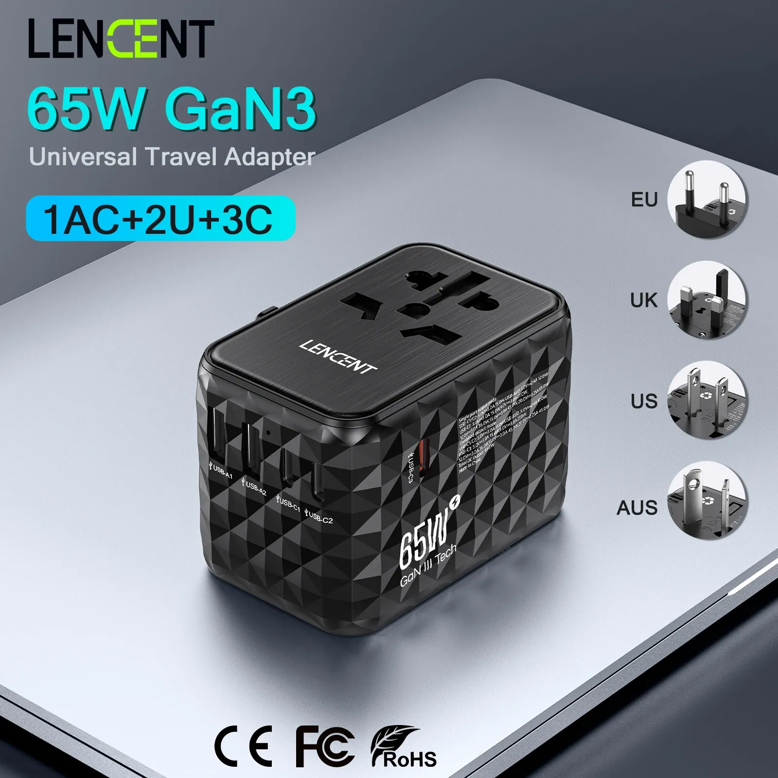 Adaptateur de voyage LENCENT GaN 65 W