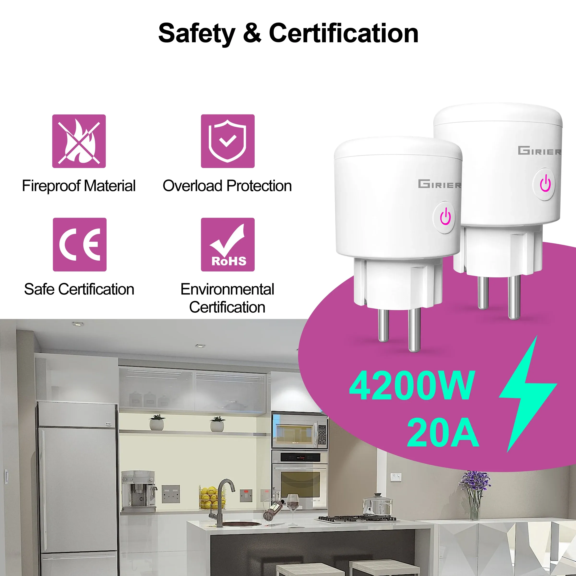 Prise connectée Tuya WiFi/ZigBee 20 A (norme EU) avec moniteur de puissance, compatible application Smart Life, compatible Alexa et Google Home 5