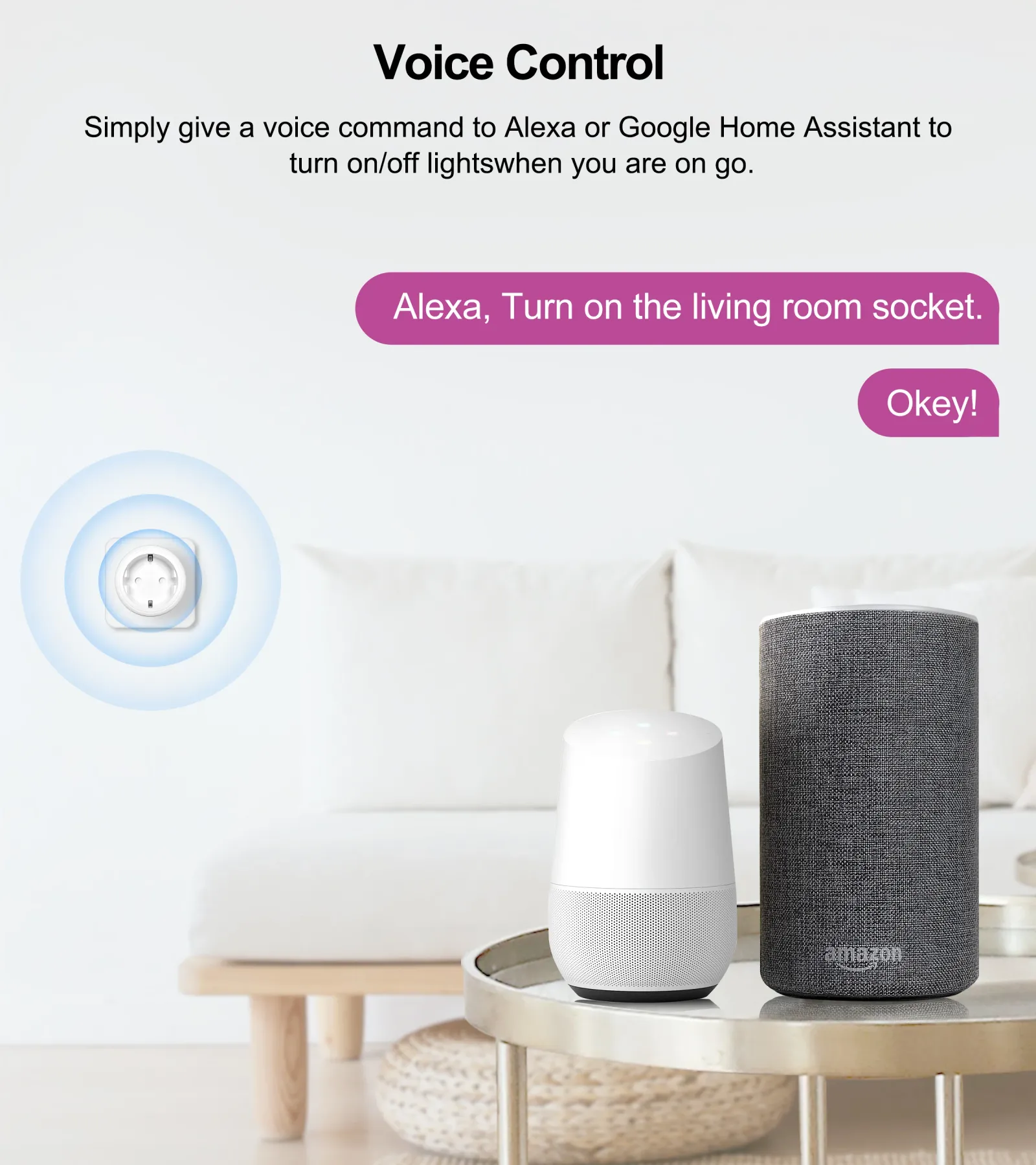 Prise intelligente Wi-Fi Tuya, contrôle via application