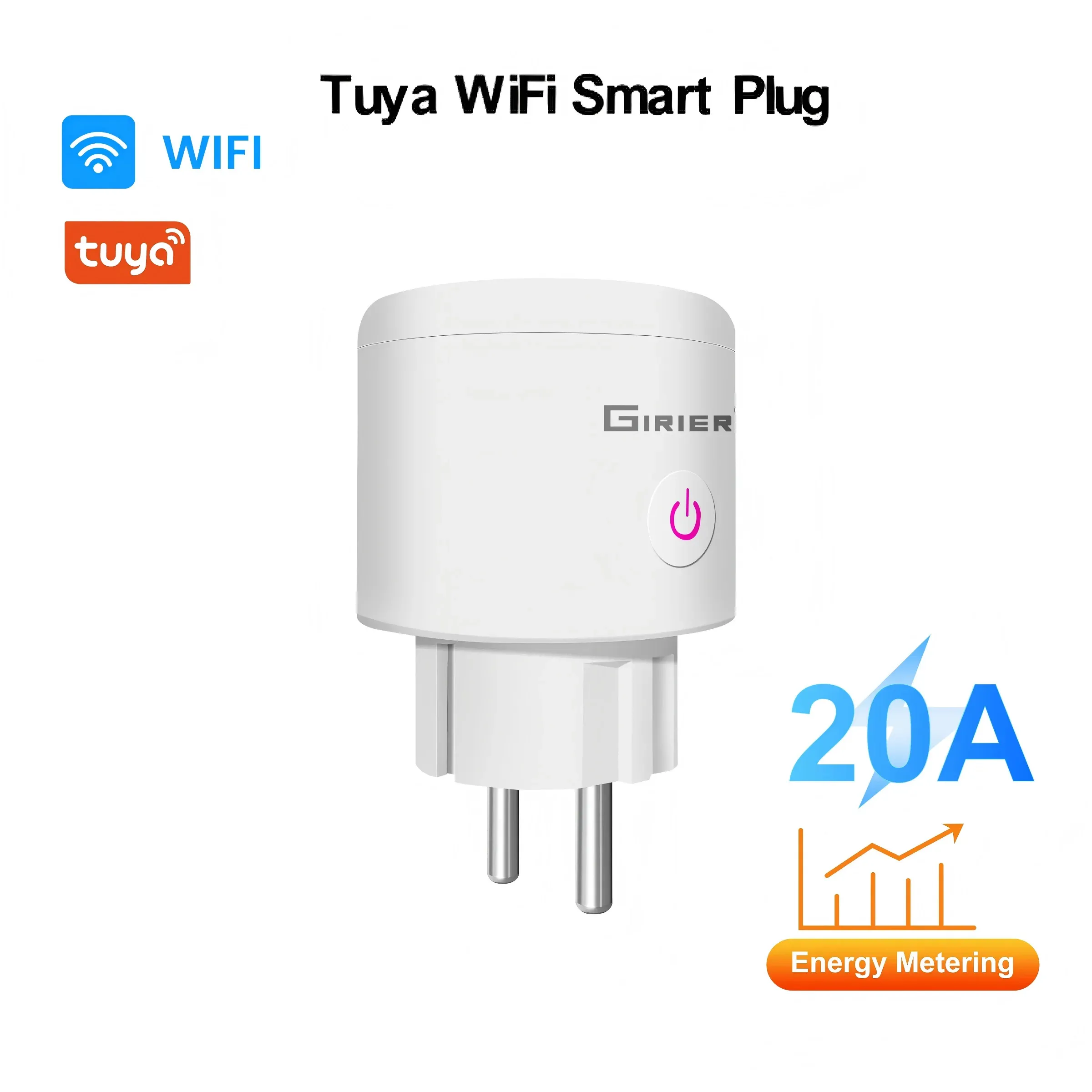 Prise connectée Tuya WiFi/ZigBee 20 A (norme EU) avec moniteur de puissance, compatible application Smart Life, compatible Alexa et Google Home 8