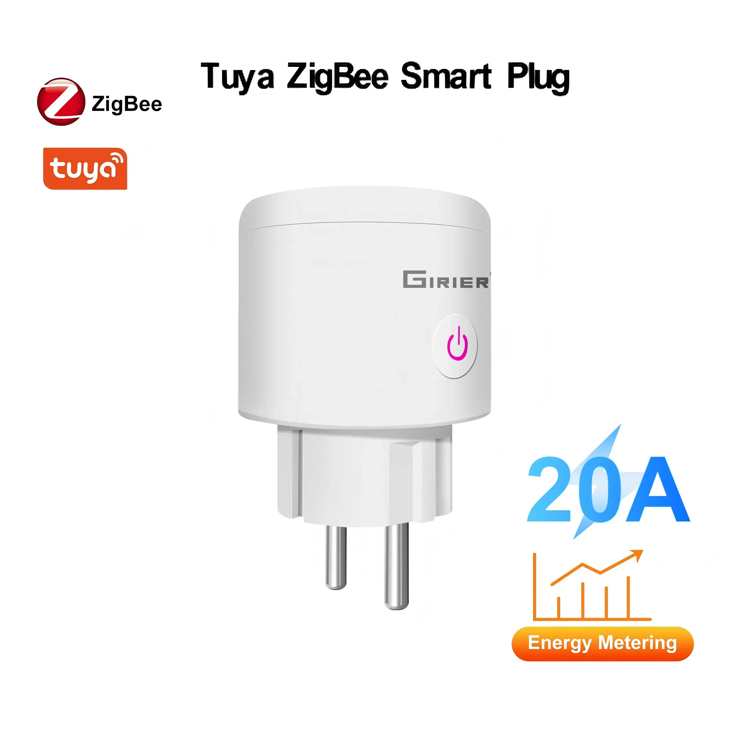 Prise connectée Tuya WiFi/ZigBee 20 A (norme EU) avec moniteur de puissance, compatible application Smart Life, compatible Alexa et Google Home 7