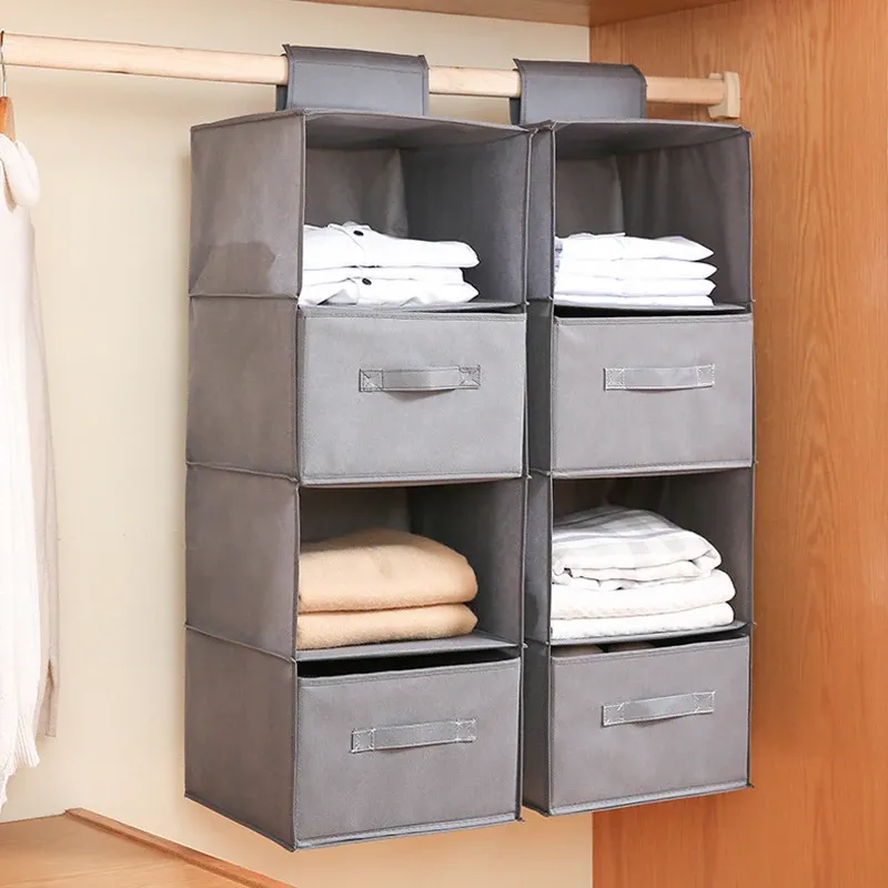 Organisateur suspendu pliable en coton et lin, style tiroir 5