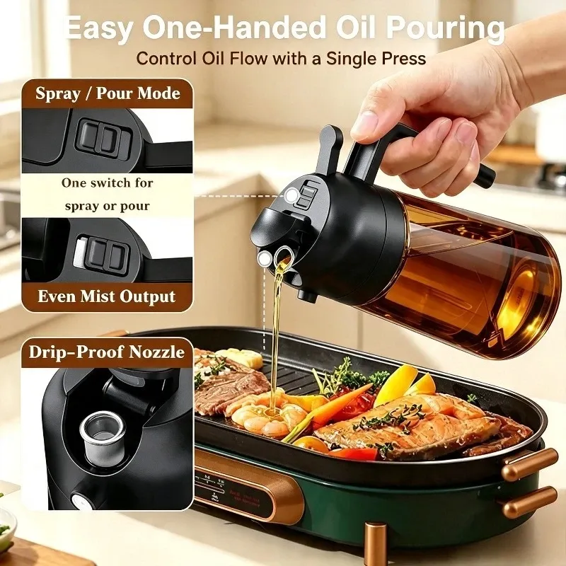 Ce titre est déjà en français. Voici une version plus claire et professionnelle, sans mots-clés superflus :

Flacon pulvérisateur et distributeur d'huile 2 en 1 en verre, 473 ml, anti-fuite, pour la cuisson, le barbecue et les salades, sans BPA, qualité alimentaire 5
